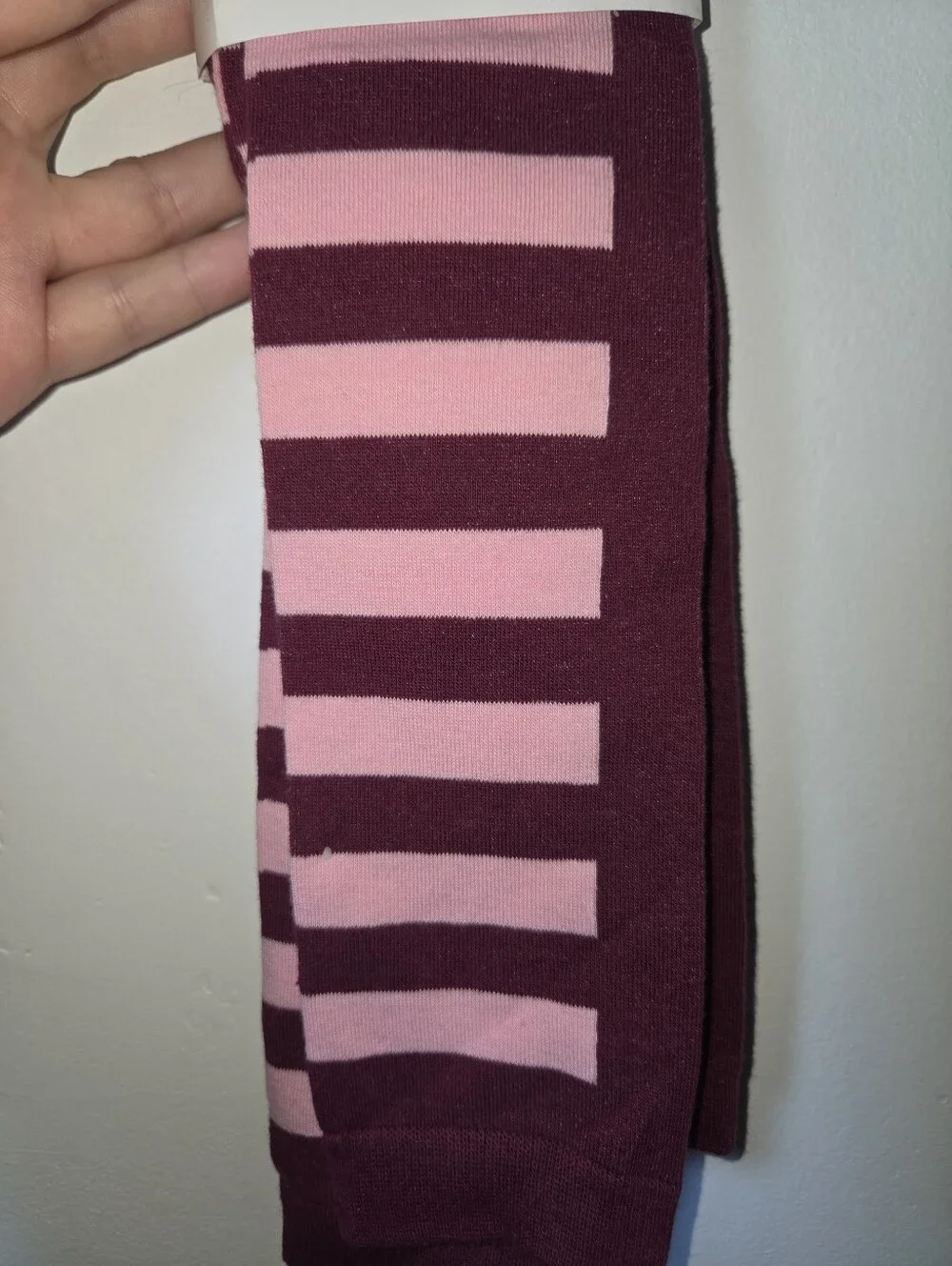 Knee High Striped Socks - Pink & Burgundy